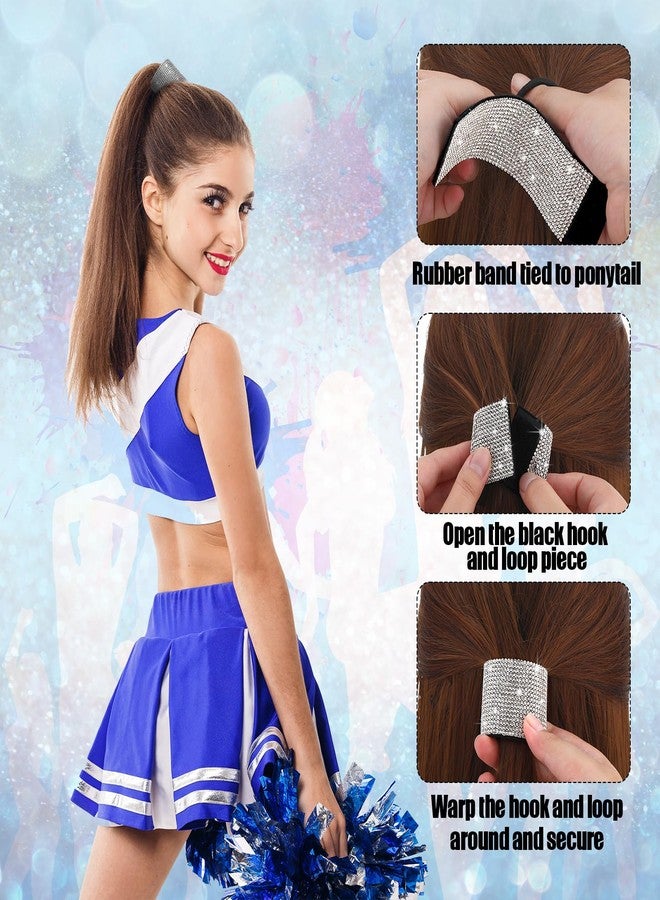 Maysing Cheerleader Crystal Rhinestone Ponytail Holders Stretchy Elastic Scrunchies Hair Tie Cheer Rhinestone Ponytail Cuff Dance Gymnastics Bling Hair Accessories Cheerleading Gifts for Women Hairbands - Image 5